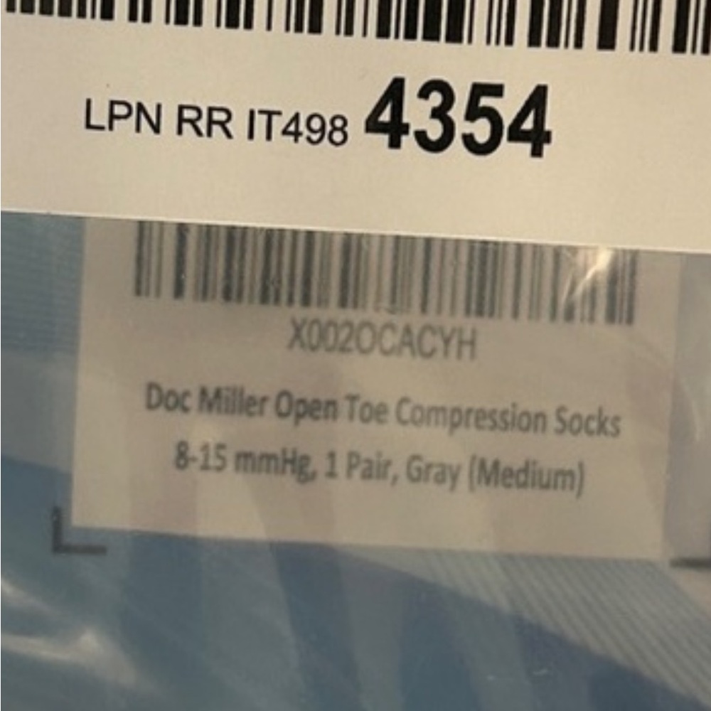 NWT GRAY Doc Miller Compression Sock Open Toe - Picture 2 of 5